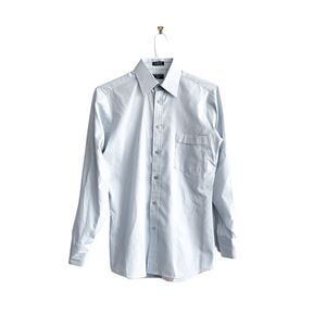 Forsyth Big Steel Man Men Collared Shirt Chest Pocket Long Sleeve Pale Gray 14.5